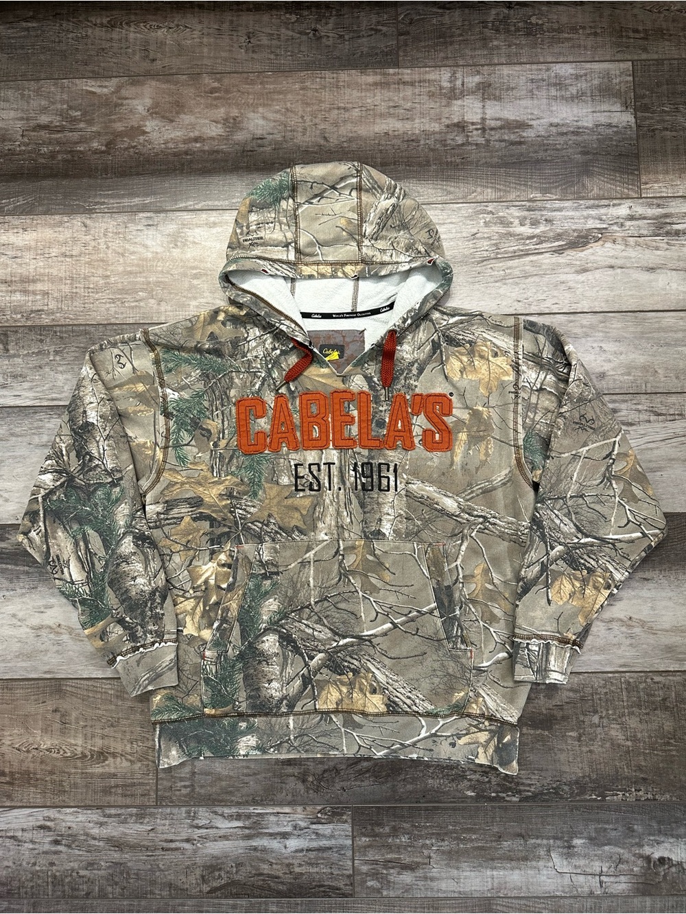 Cabela's Realtree Mens Camouflage Hooded Sweatshirt - Tan/Green